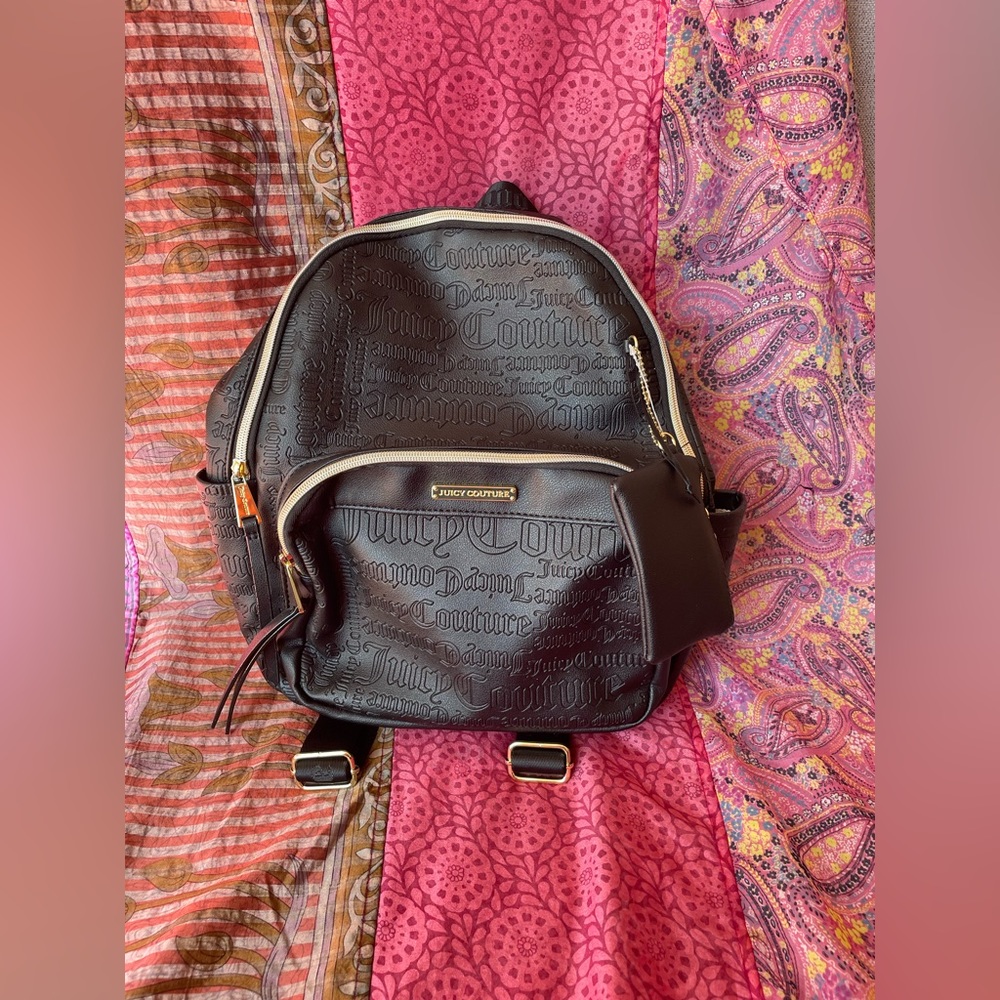 Juicy Couture Faux Black Leather Backpack New Without Tags